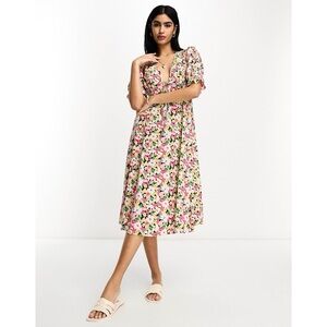 ASOS Floral Tie Front Midi Dress